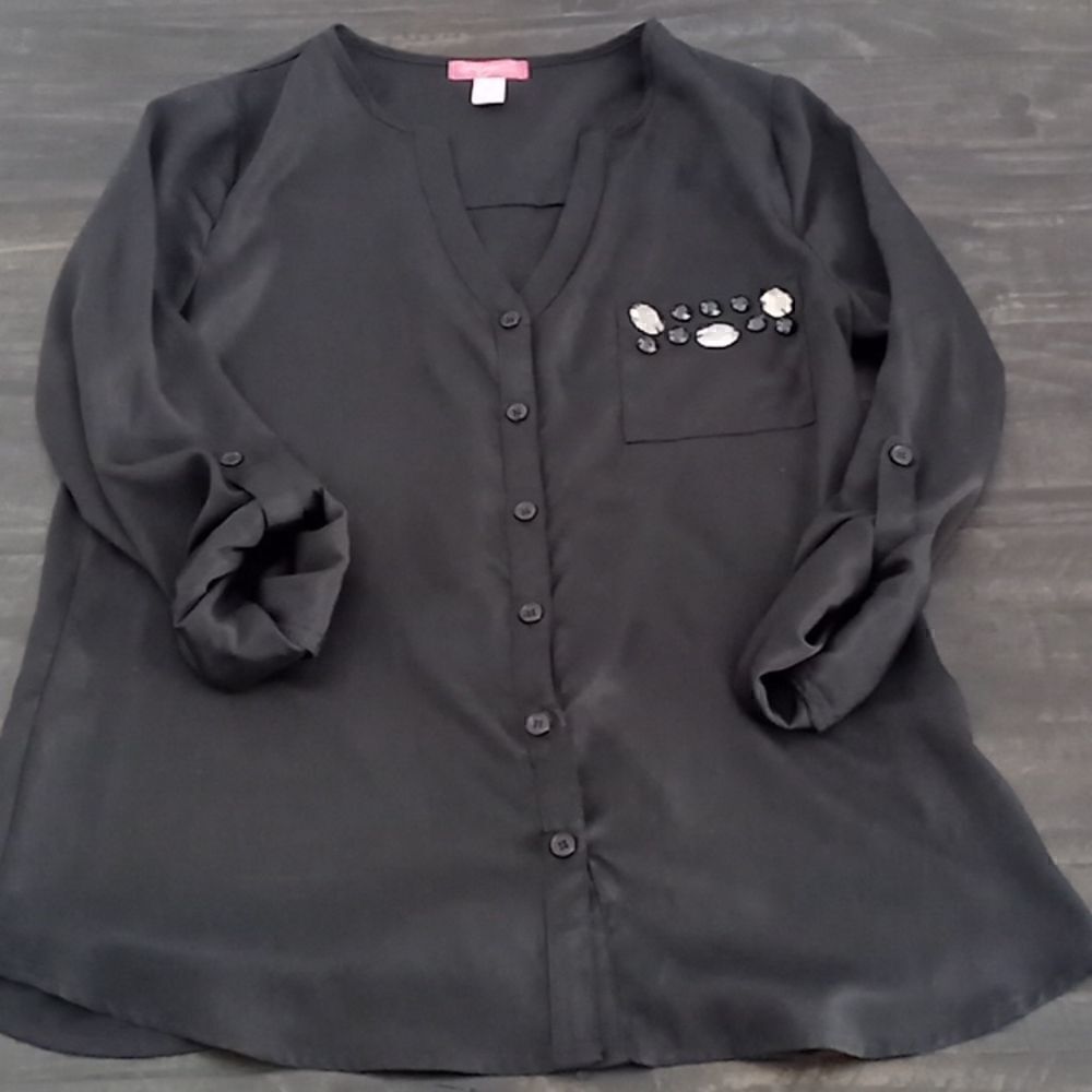 Black button-down dress shirt